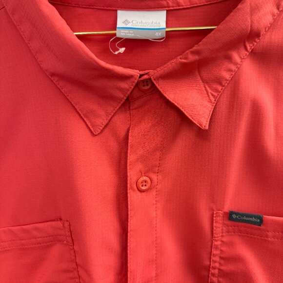 Columbia Button Up Men's Outdoor Short Sleeve Salmon Shirt 4X - Picture 2 of 7